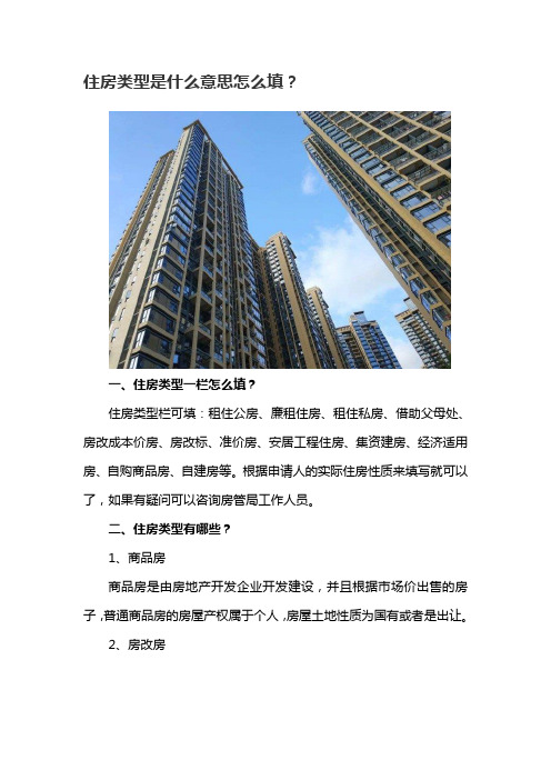 住房类型是什么意思怎么填