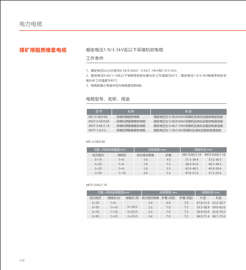 人民电器 煤矿用阻燃橡套电缆 产品说明书