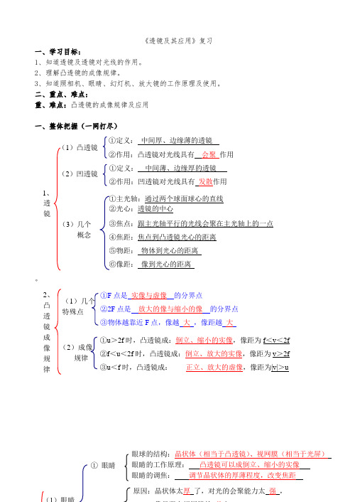 《透镜及其应用》复习教案