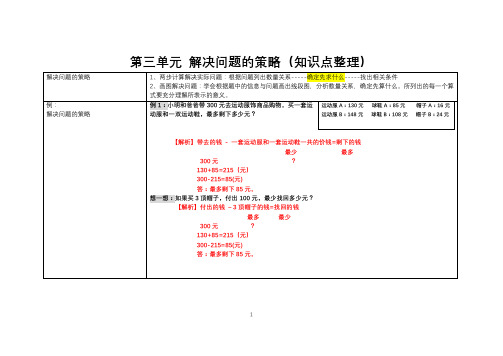 3下 第三单元  解决问题的策略(知识点整理)