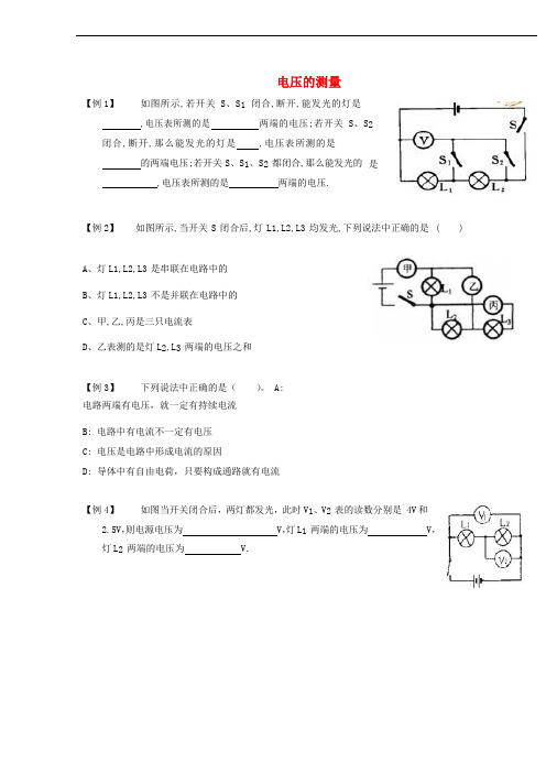 八年级科学上册 典型例题 电压的测量 (新版)浙教版