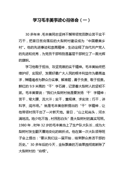 学习毛丰美事迹心得体会(十一篇)