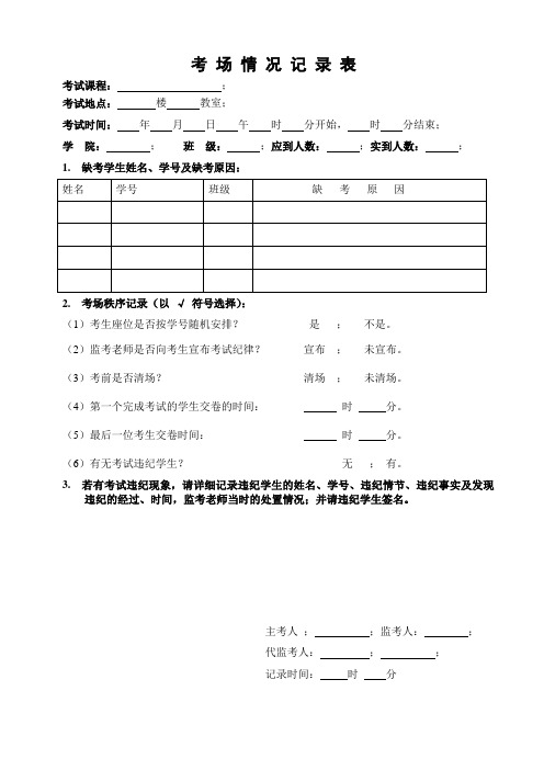 考场情况记录表