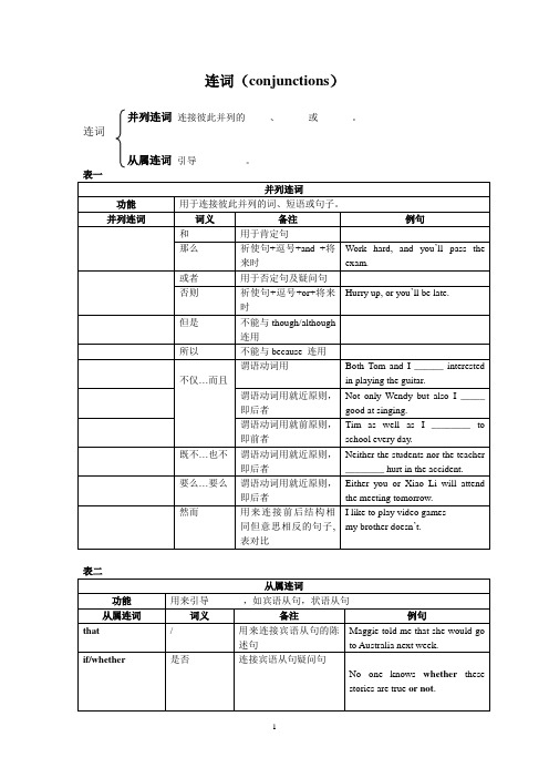 中考英语连词专项训练含答案