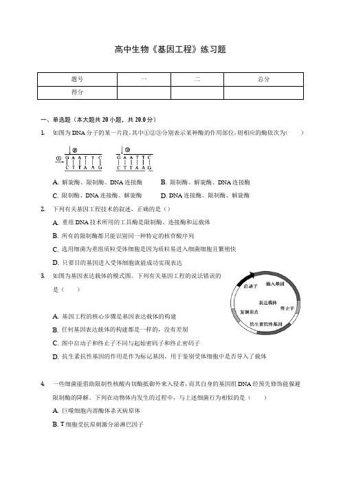 高中生物《基因工程》练习题(含答案解析)