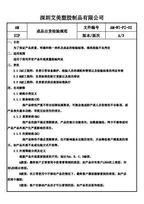 塑胶产品来料及成品检验内容