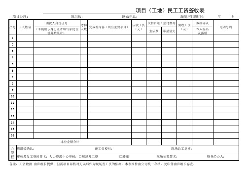 民工工资签收表