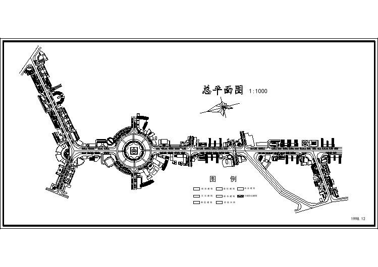 某现代步行街规划设计cad施工总平面图（甲级院设计）