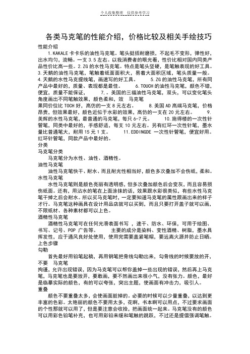 (精选)各类马克笔的性能价格及手绘表现技巧