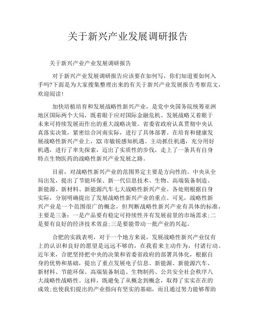 关于新兴产业发展调研报告