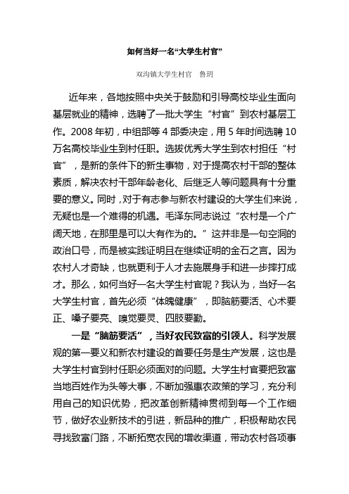 如何当好一名“大学生村官”