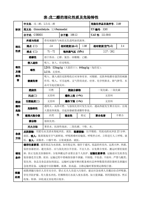 戊二醛-理化性质及危险特性表