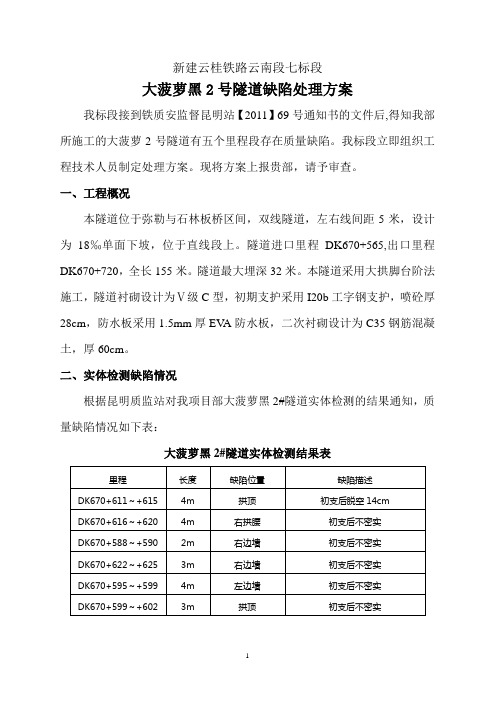 大菠萝黑2号隧道衬砌脱空注浆方案