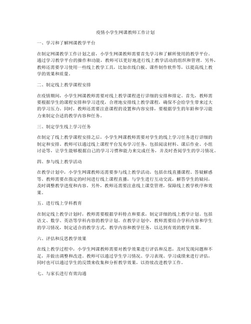 疫情小学生网课教师工作计划