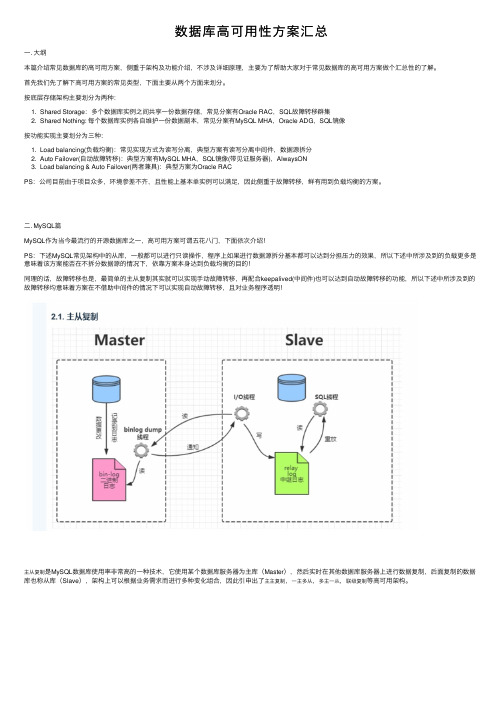 数据库高可用性方案汇总