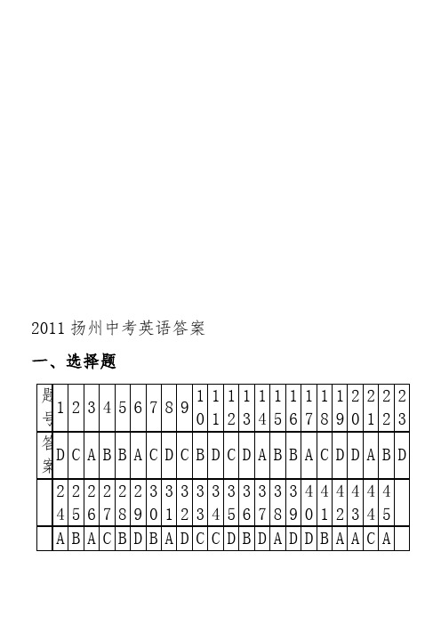 2011年扬州市中考英语试题及答案