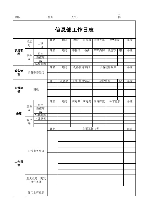 信息部工作日志模板