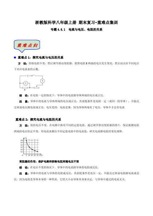 (期末复习-重难点集训)4.6.1电流与电压、电阻的关系