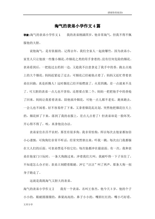 淘气的表弟小学作文4篇
