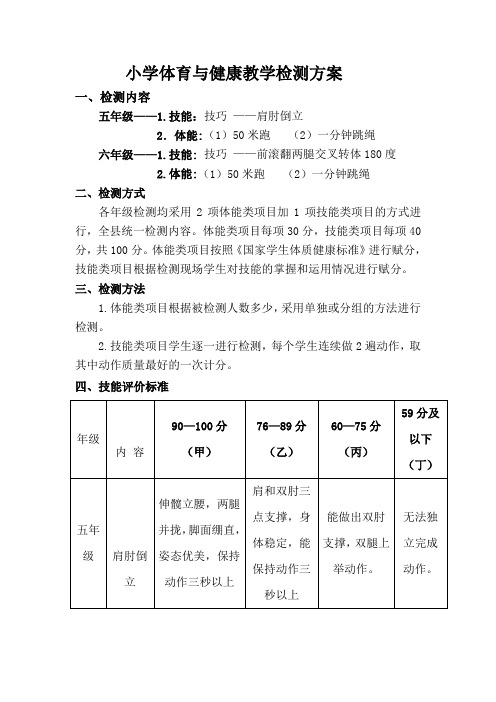 小学体育与健康教学检测方案