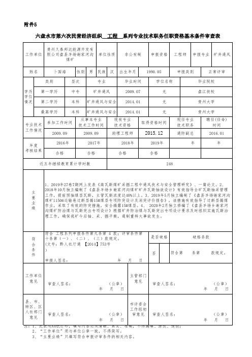 基本条件审查表