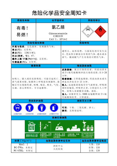 氯乙腈-危险化学品安全周知卡