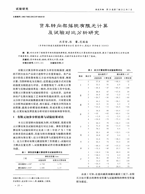 货车转向架摇枕有限元计算及试验对比分析研究