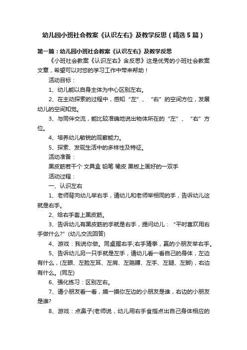 幼儿园小班社会教案《认识左右》及教学反思（精选5篇）