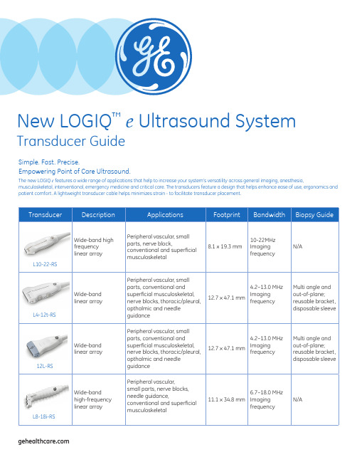 GE Healthcare LOGIQ e 超声仪诊断仪器指南说明书