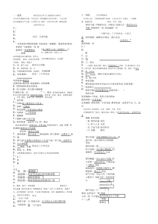 中医内科学整理笔记-方便背诵版