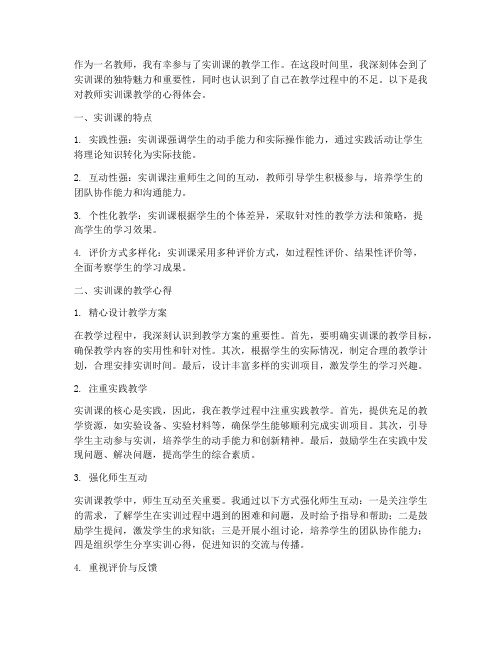 教师实训课教学心得体会