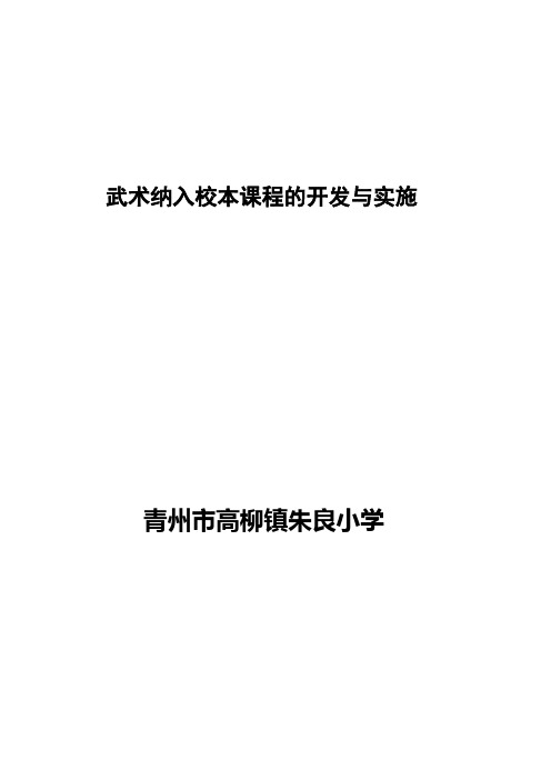 武术纳入校本课程的开发与实施