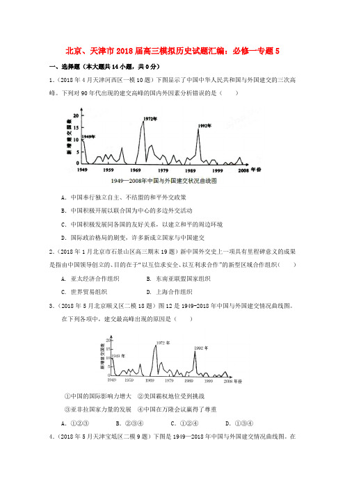 最新-北京、天津市2018届高三历史 模拟试题汇编与解析 专题5 人民版必修1 精品