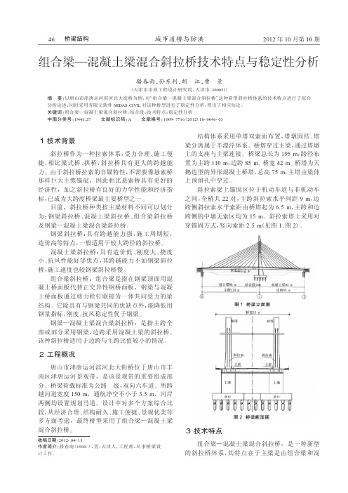 组合梁—混凝土梁混合斜拉桥技术特点与稳定性