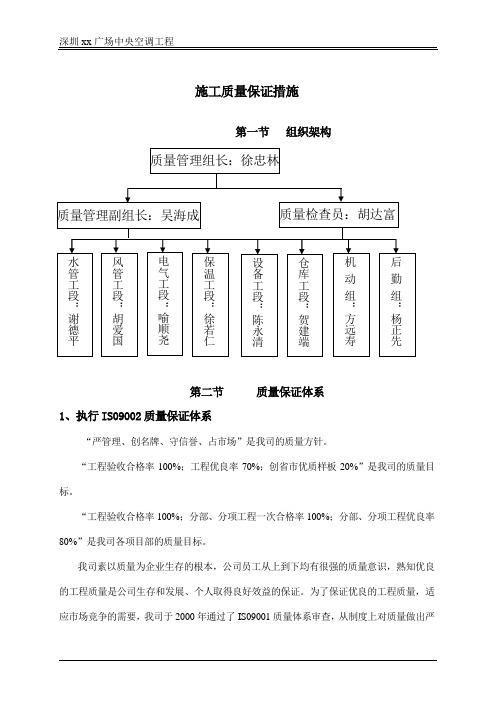 xx广场中央空调工程施工质量保证措施(doc 22页)