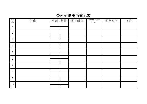 酒水领用登记表