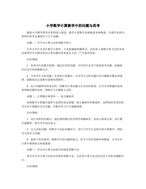 小学数学计算教学中的问题与思考