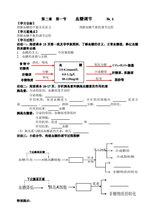 《血糖调节》教学设计(江苏省县级优课)