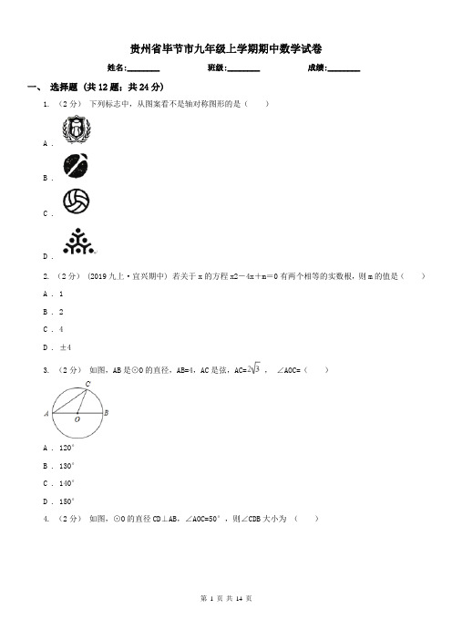 贵州省毕节市九年级上学期期中数学试卷