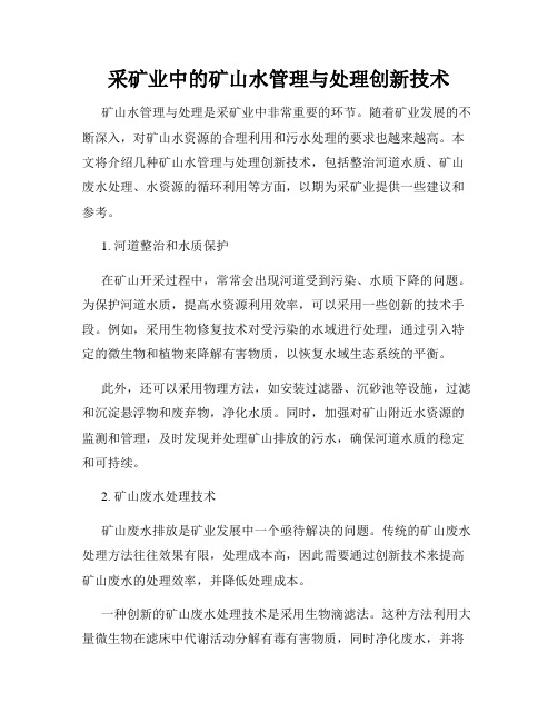 采矿业中的矿山水管理与处理创新技术