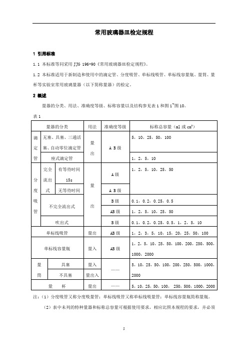 常用玻璃器皿检定规程