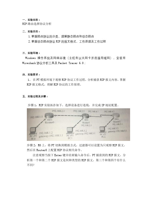 RIP路由选择协议分析