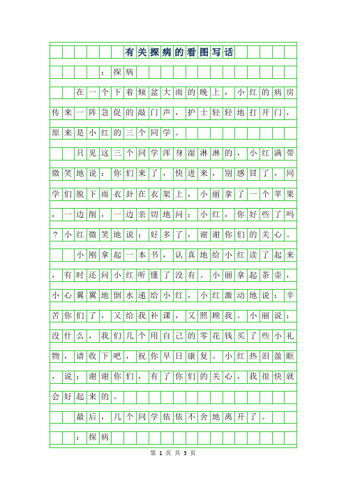 年有关探病的看图写话作文