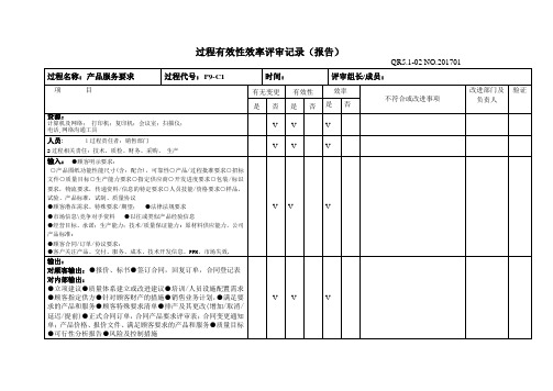 QR5.1-02过程有效性效率评审记录-质量