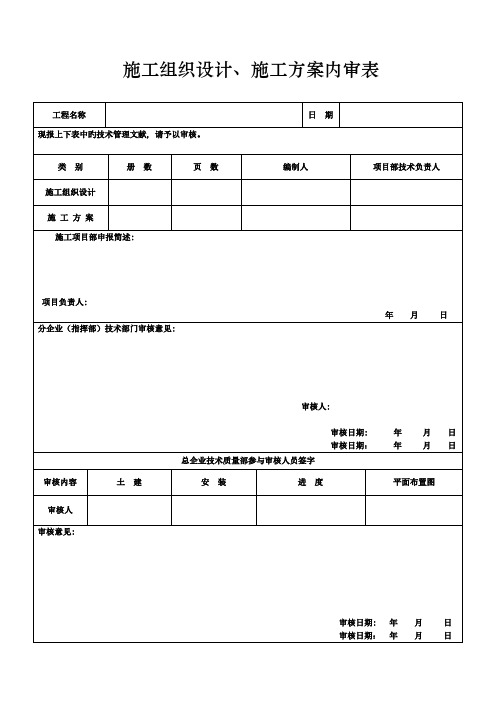 施工组织设计施工方案内审表doc