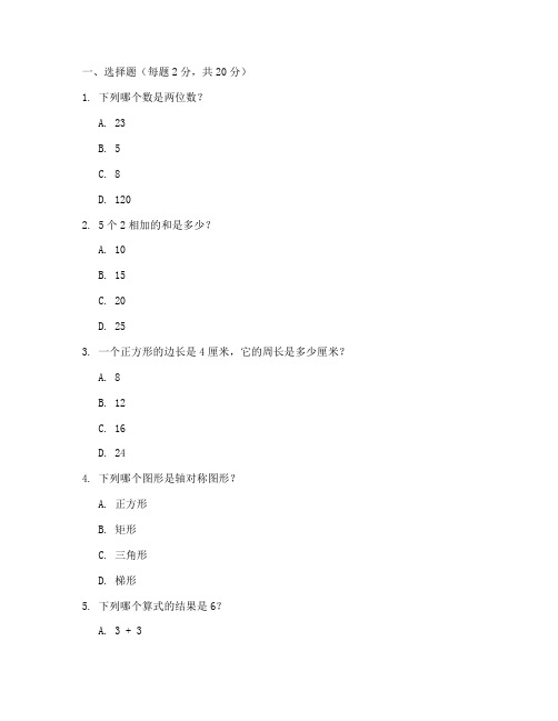 自制教具小学数学教辅试卷