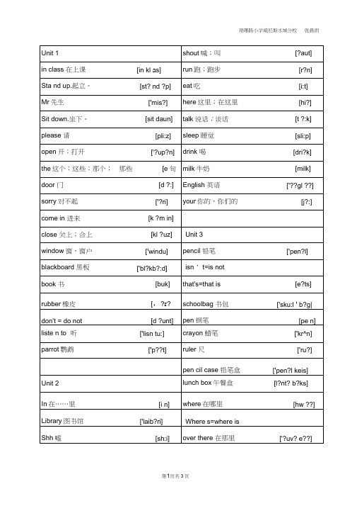 (完整word版)苏教版译林牛津英语三年级下册单词表