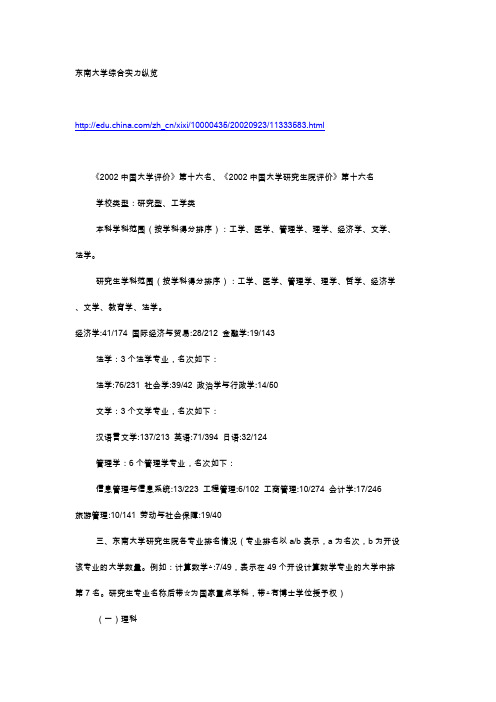 东南大学综合实力纵览