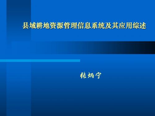 县域耕地资源管理信息系统及其应用综述(张炳宁)