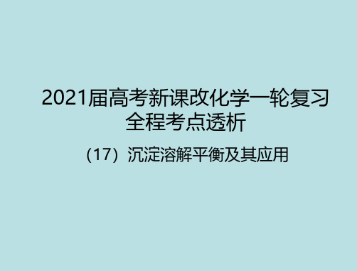 高考化学专题复习17沉淀溶解平衡及其应用(共54张PPT)